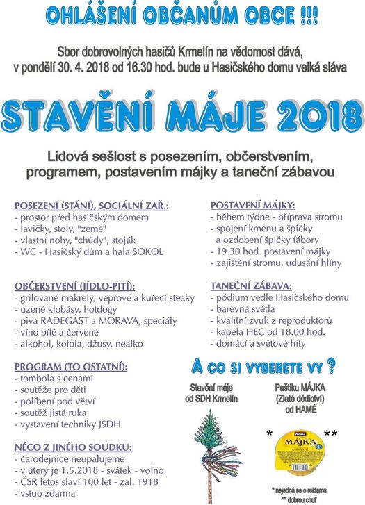 Stavění máje 2018